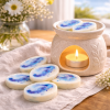 Gentle Morning wax melts styled in soft natural light beside a wax burner, creating a calm morning atmosphere
